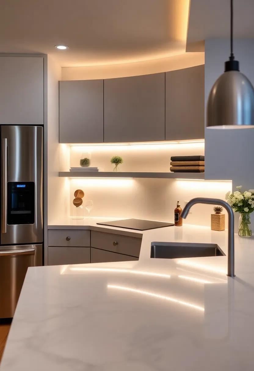 Under-Cabinet lighting: Create an inviting ‌ambiance and highlight your beautiful countertops ​with strategically placed LED lighting that adds ⁤warmth and sophistication