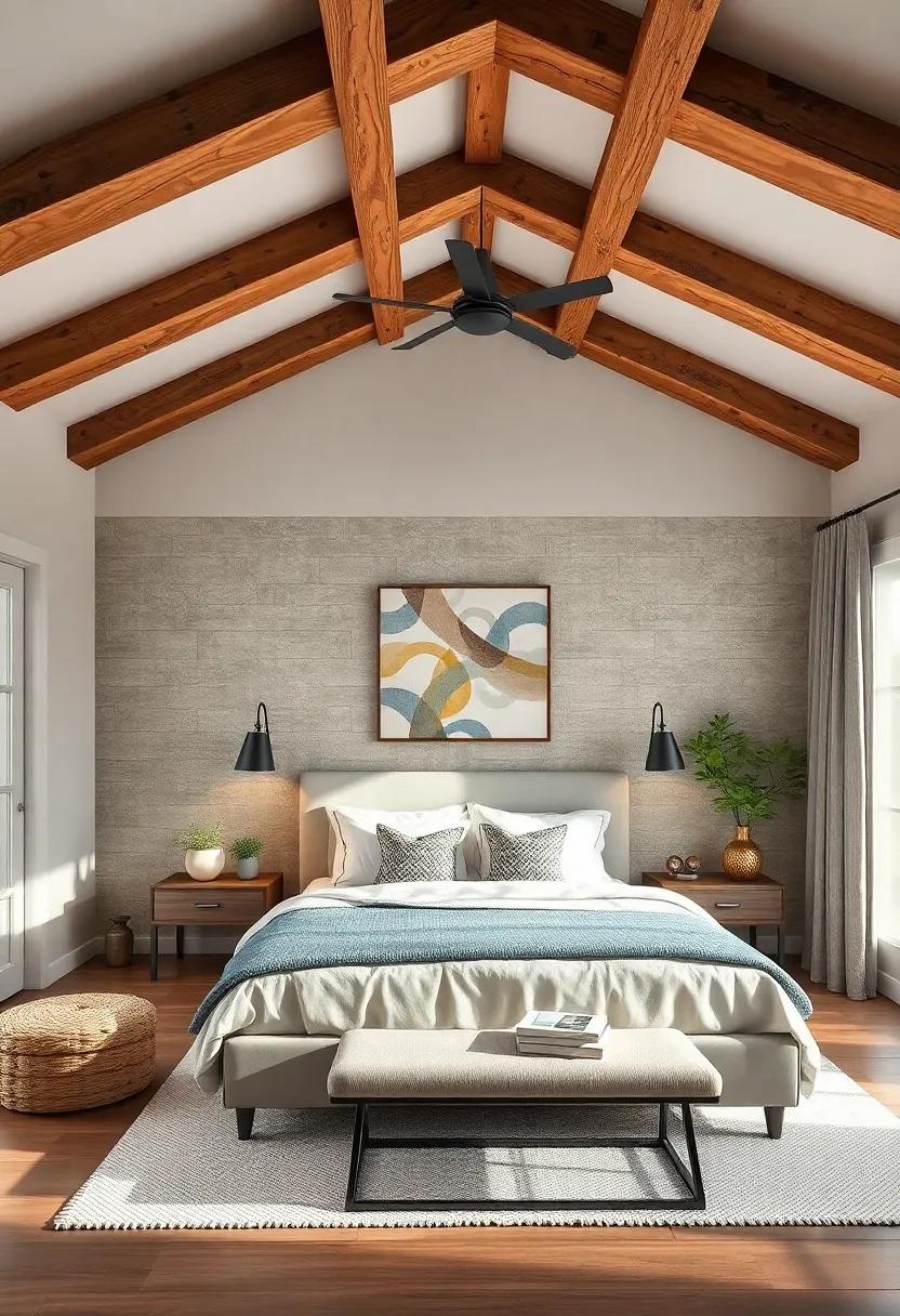 Exposed Beams: Incorporate visible wooden beams in the ceiling to add rustic character ⁣and warmth to​ your bedroom​ space