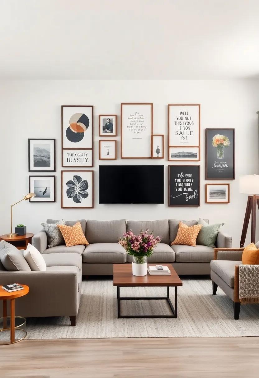 Personalized Gallery Walls: Curate a gallery ⁢wall ‌featuring family photos, artistic prints, and meaningful quotes, making‍ your living room uniquely your own while showcasing your personal ‌style