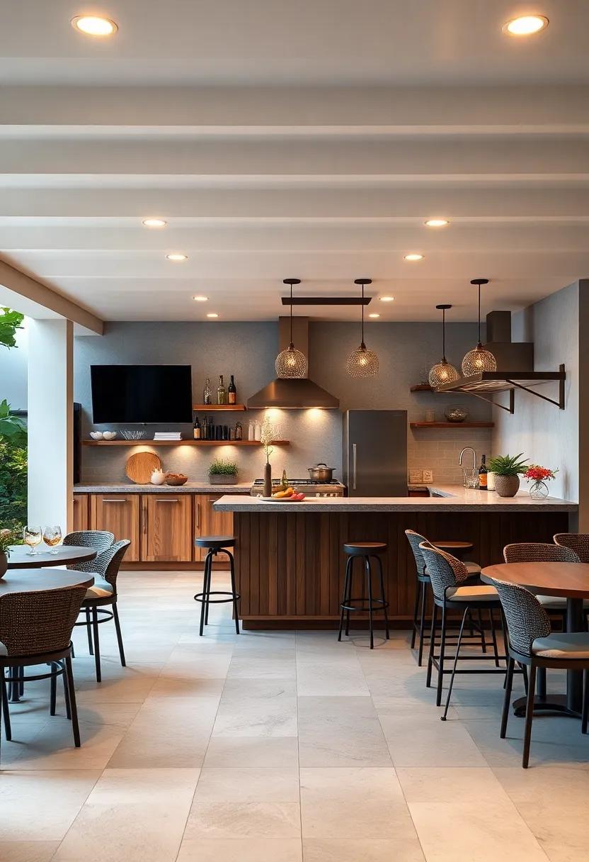 Build a multi-tiered bar that allows for different seating heights,promoting social interaction and giving‌ everyone a front-row seat ⁣to the culinary action