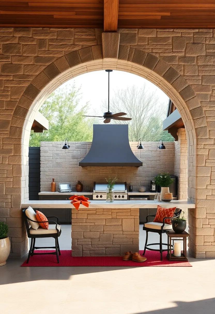 Opt for a decorative ‍stone archway ⁢that frames your outdoor kitchen bar, adding a sense of grandeur and ⁢creating an inviting ⁣entrance for guests