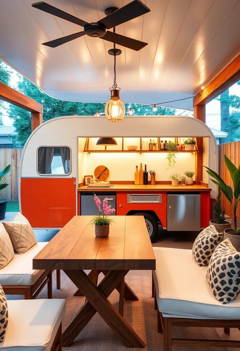 Use a vintage trailer as your outdoor kitchen bar, transforming it into a quirky ‌focal point⁢ that will definitely be a conversation starter ‍at ⁣your next backyard party