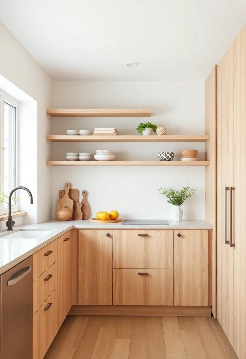 light Wood‌ Accents: ⁢Explore the charm of light wooden cabinets and shelves that‍ not only brighten up the space‍ but also add warmth