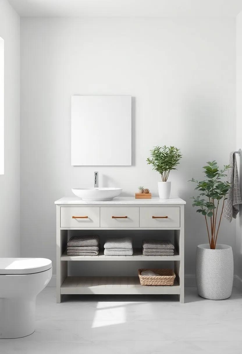 Install a compact,multi-functional vanity that ⁤includes drawers and shelving specifically designed for small​ spaces