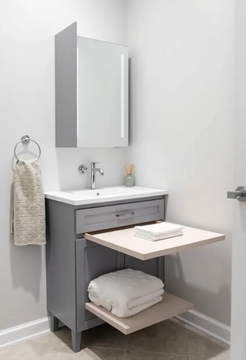 Integrate a small fold-down table by your cabinet to use as extra countertop space for tasks like makeup application or‍ folding towels