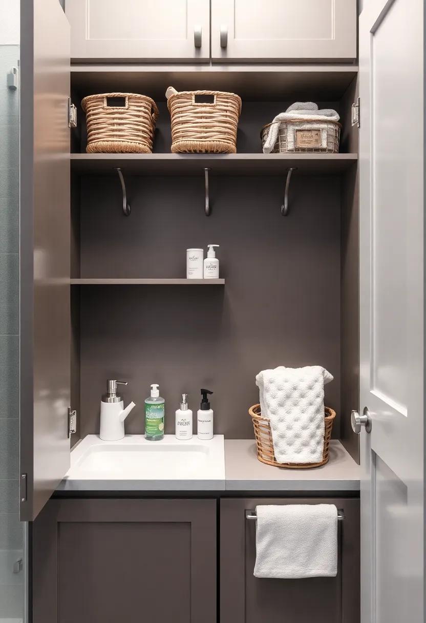 Utilize ⁣the back ‍of a cabinet door⁤ for additional storage by adding hooks​ or small baskets to store tools and ⁤beauty products