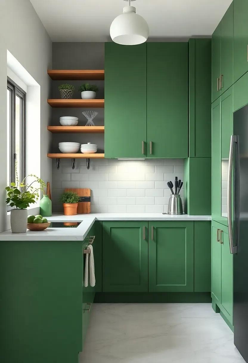 Crafting a ​Functional Kitchen ⁢with Open Shelving and Green Accents