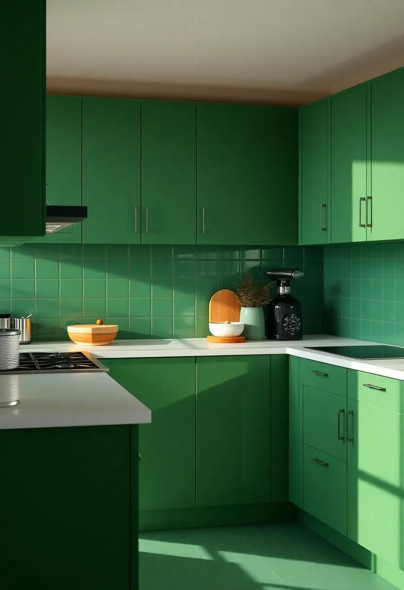 Discovering the Allure of Deep Green Tones ⁢in ⁢Kitchen Designs