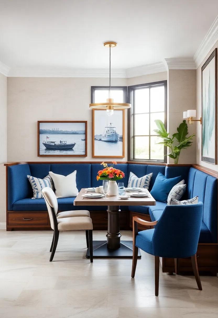 Nautical Inspiration: Create a serene banquette with marine colors and⁤ textures, perfect for coastal-themed dining rooms