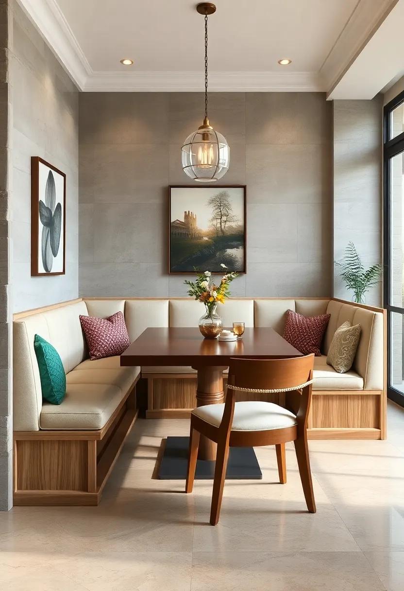 Timeless Classic Charm: Explore‍ the elegance‌ of a‌ traditional wooden banquette adorned with classic upholstery for a ⁤sophisticated dining atmosphere