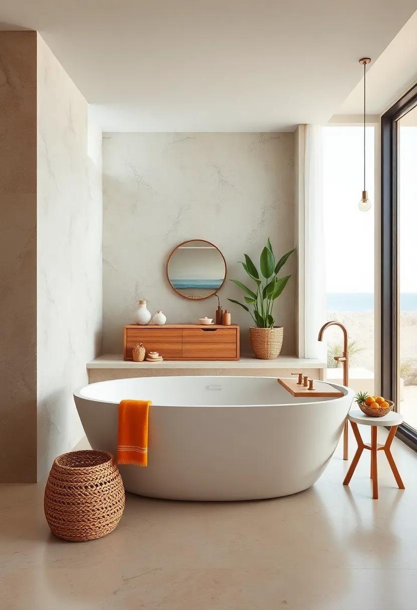 Beachy Escape: Capture the essence ⁢of a beach ⁤retreat with a deep ⁤soaking tub surrounded by sandy hues⁤ and‍ coastal décor