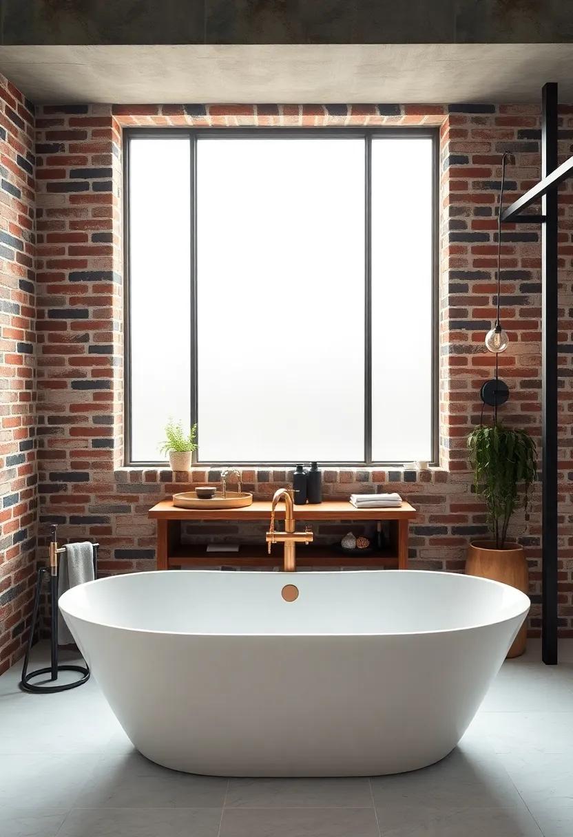 Industrial Chic: Combine a minimalist tub with exposed brick walls and metallic​ accents for‌ an edgy urban vibe