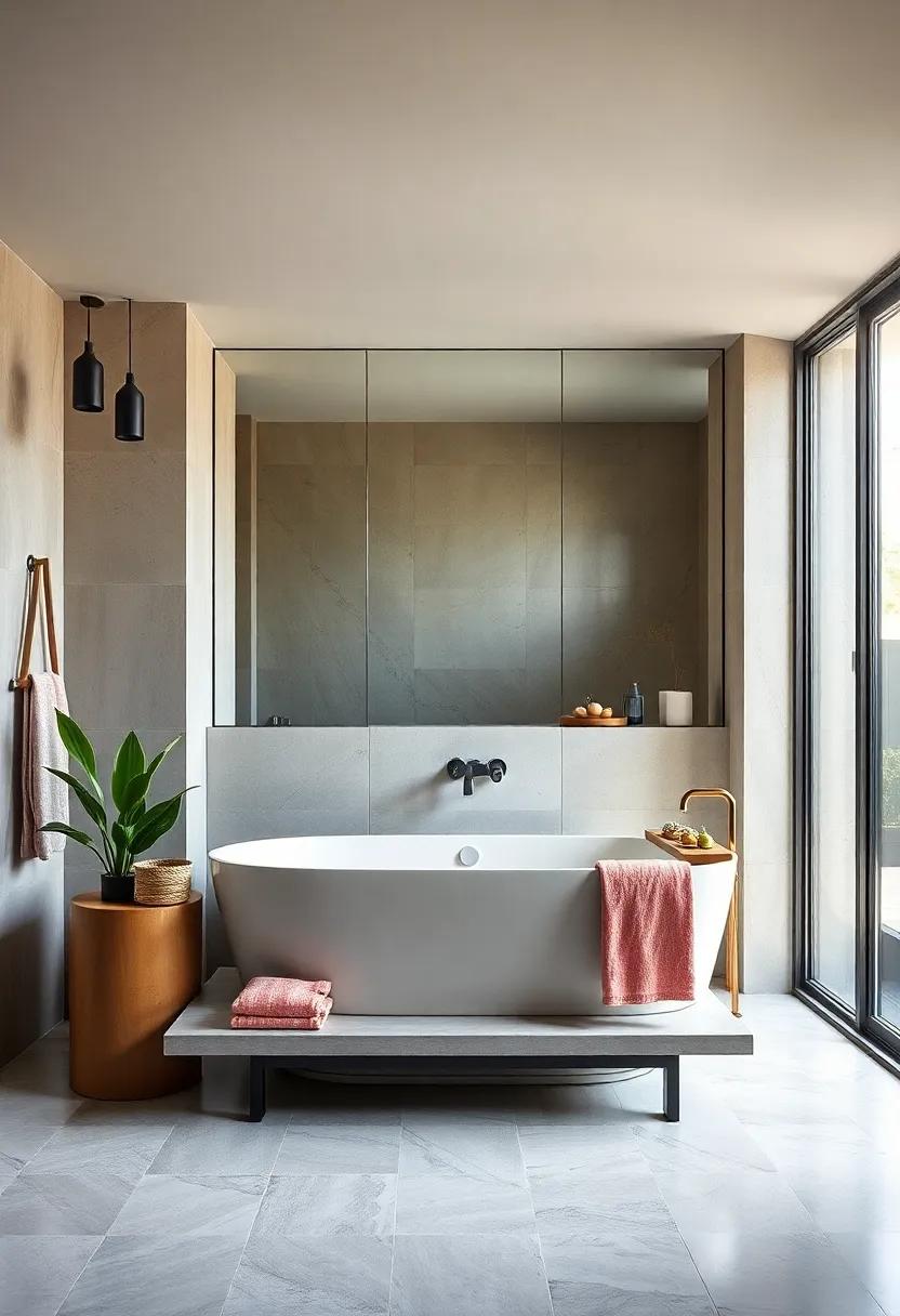 Reflective Serenity: Install a tub beneath a large mirror to amplify‌ light and space, enhancing the overall feeling of openness