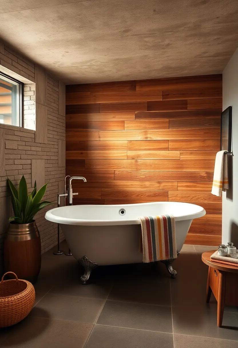 Rustic Retreat:‌ Create a spa-like experience‌ with a clawfoot tub set against a backdrop of reclaimed​ wood ‍and natural textures