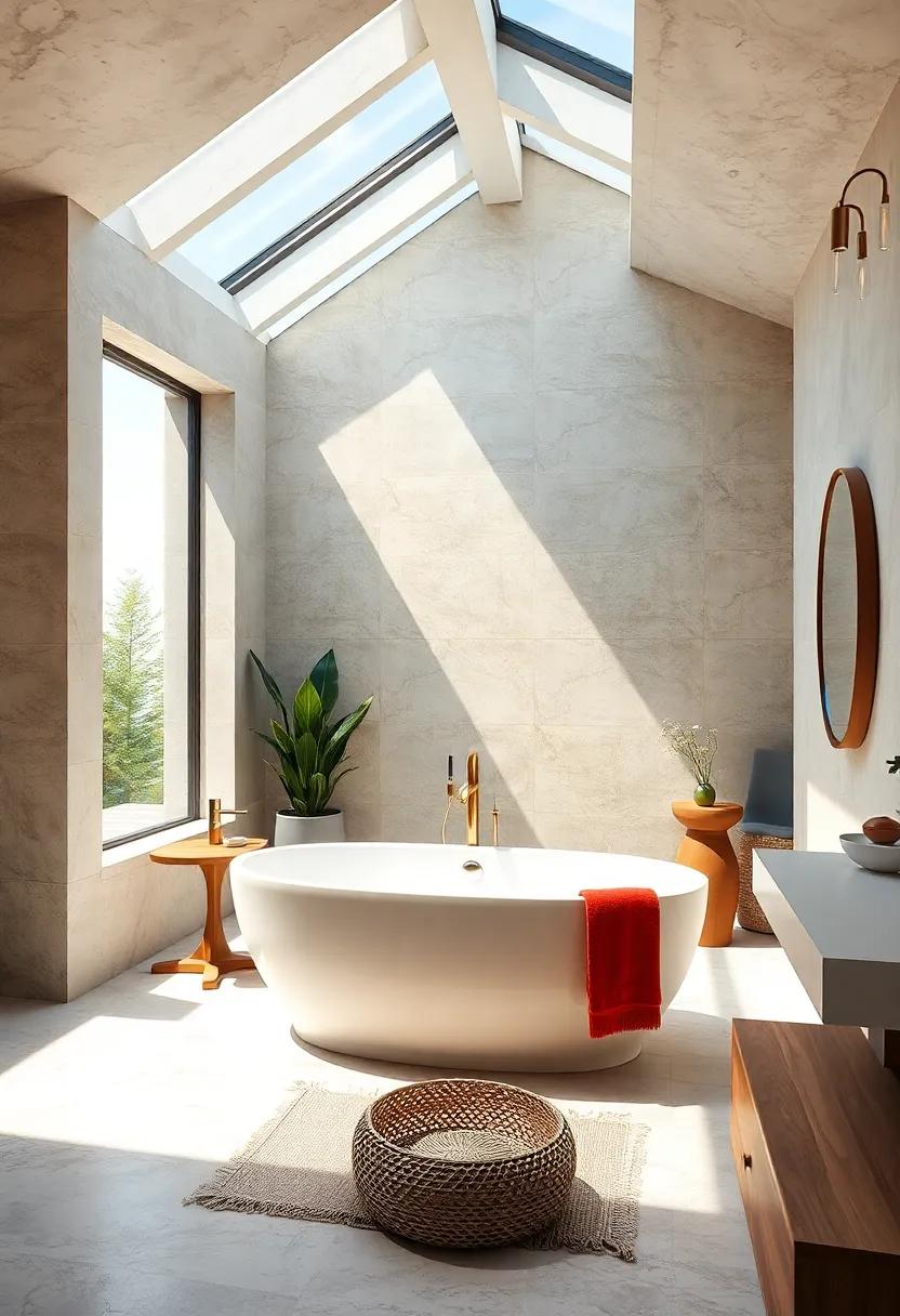 Sunlit Sanctuary: position a ⁢soaking ⁢tub near skylights to bask in ‌natural light while enjoying your bubble baths