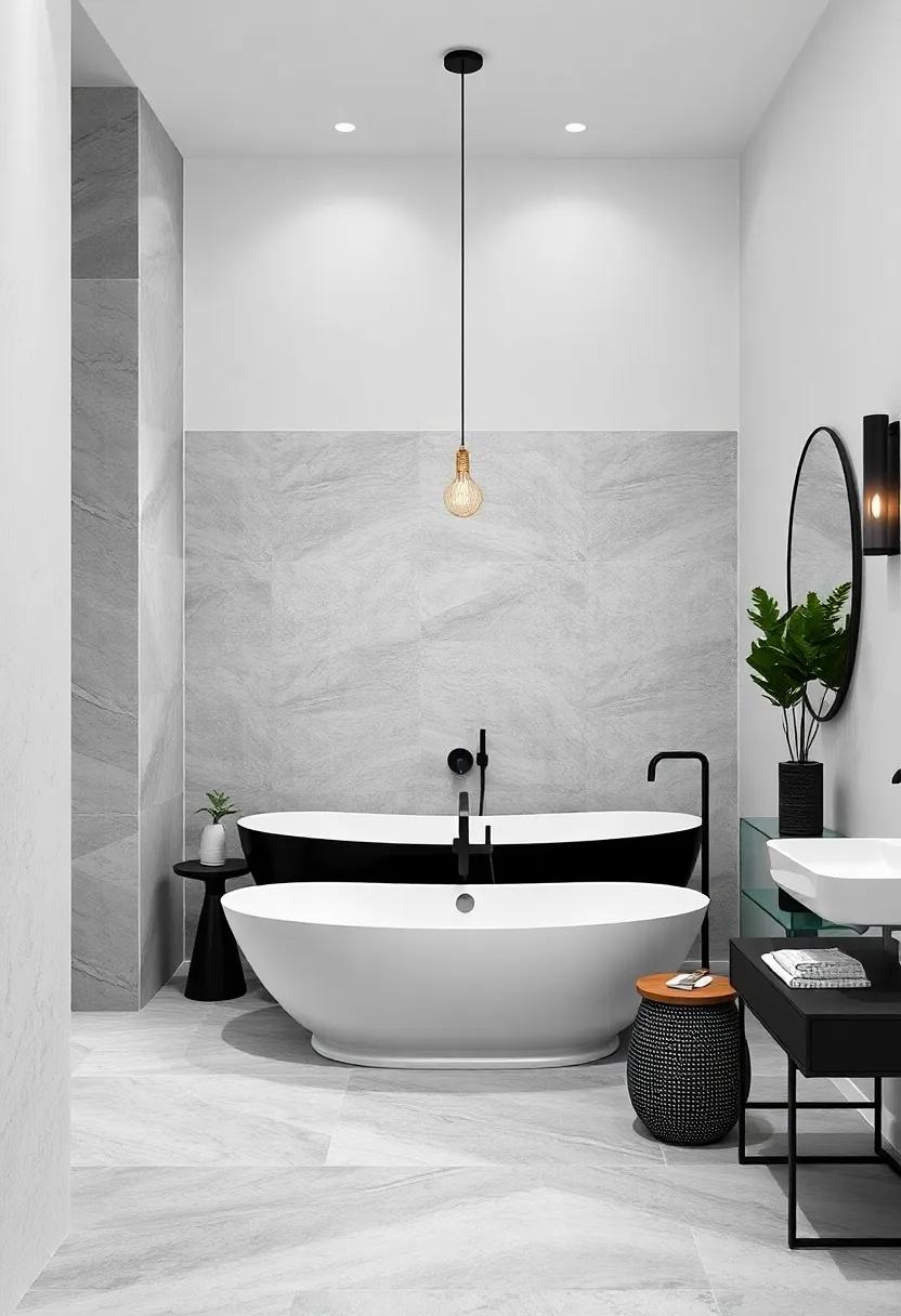 Timeless Black‌ & ‍White: Use contrasting black‍ and white designs to create a sophisticated bathroom with a‍ dramatic bathtub centerpiece
