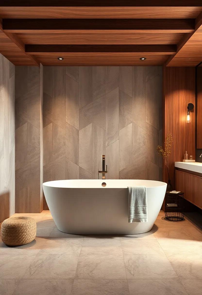 Warm Wood: pair ⁣a modern bathtub with wooden cabinetry for a warm, inviting ⁤atmosphere that balances ⁤aesthetics and comfort