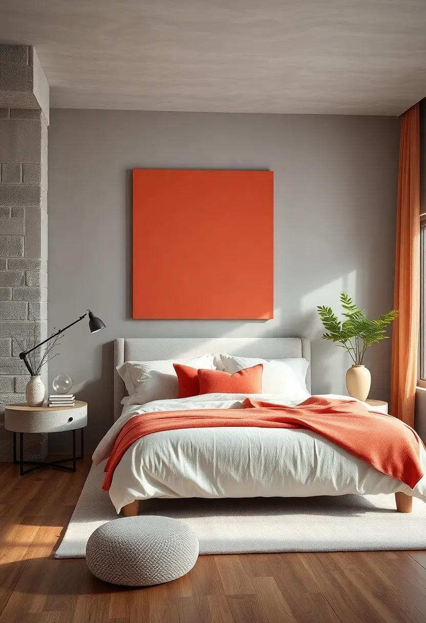 Coral and Light Gray: A⁢ lively blend of coral accents against <a href=