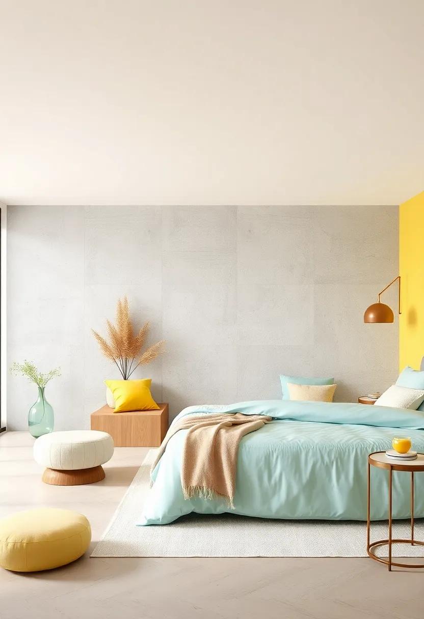 Light Yellow and Aqua: Brighten up your surroundings with light yellow and aqua for a​ cheerful yet soft environment