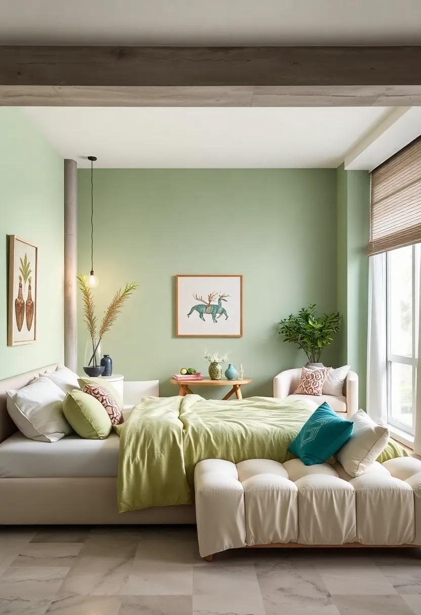 Light Green and ⁣Cream: Craft a cozy retreat using light green walls paired with cream furniture for‌ a soothing atmosphere