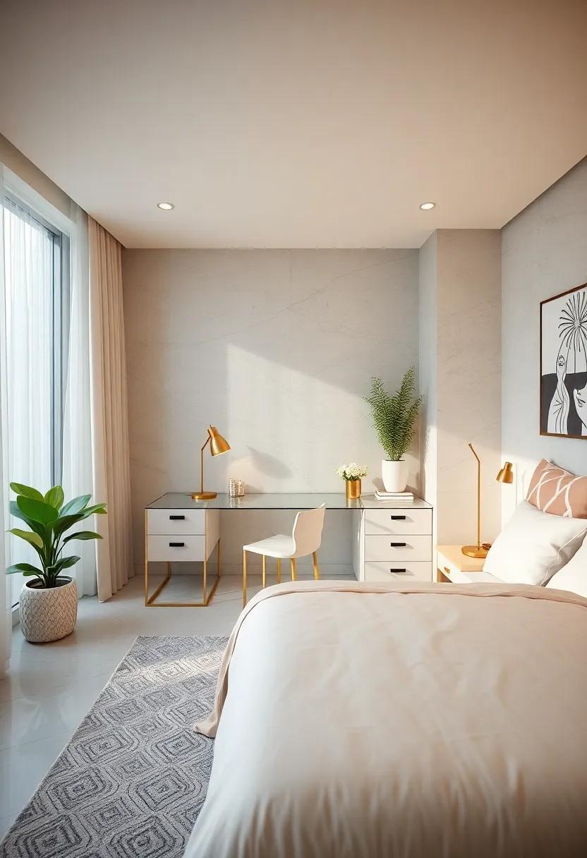 Contemporary Elegance: Go for‌ a glass-top desk ⁣with gold accents to elevate your space,making it feel luxe while providing a clear area⁢ for focus