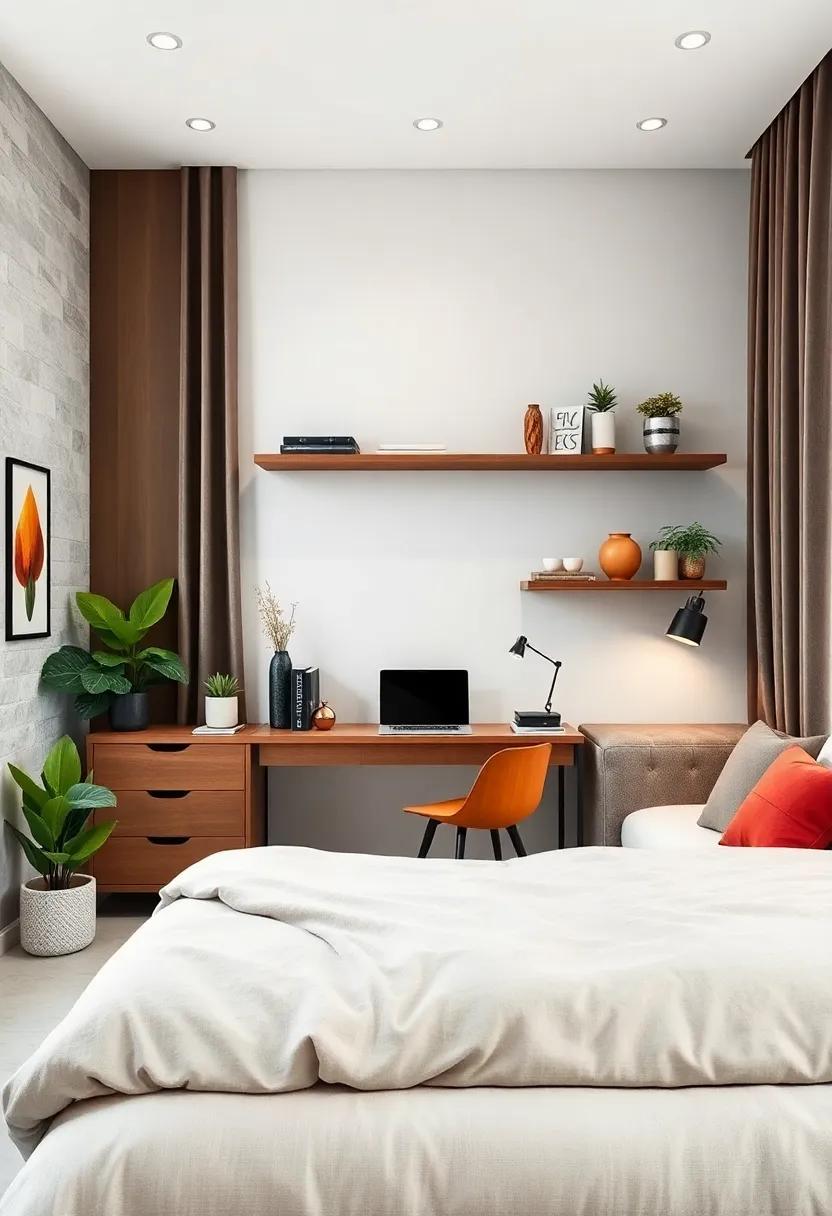 Efficient use of Vertical Space: Install floating shelves above your‍ desk for storage and display, ensuring that ⁢every inch of your bedroom works​ for you