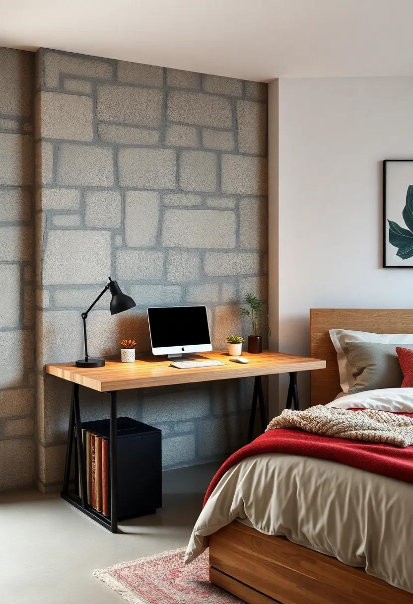 Urban⁢ Industrial: Feature a raw wood and metal desk for a chic, modern ​vibe that complements an industrial-style bedroom and enhances ⁢your productivity