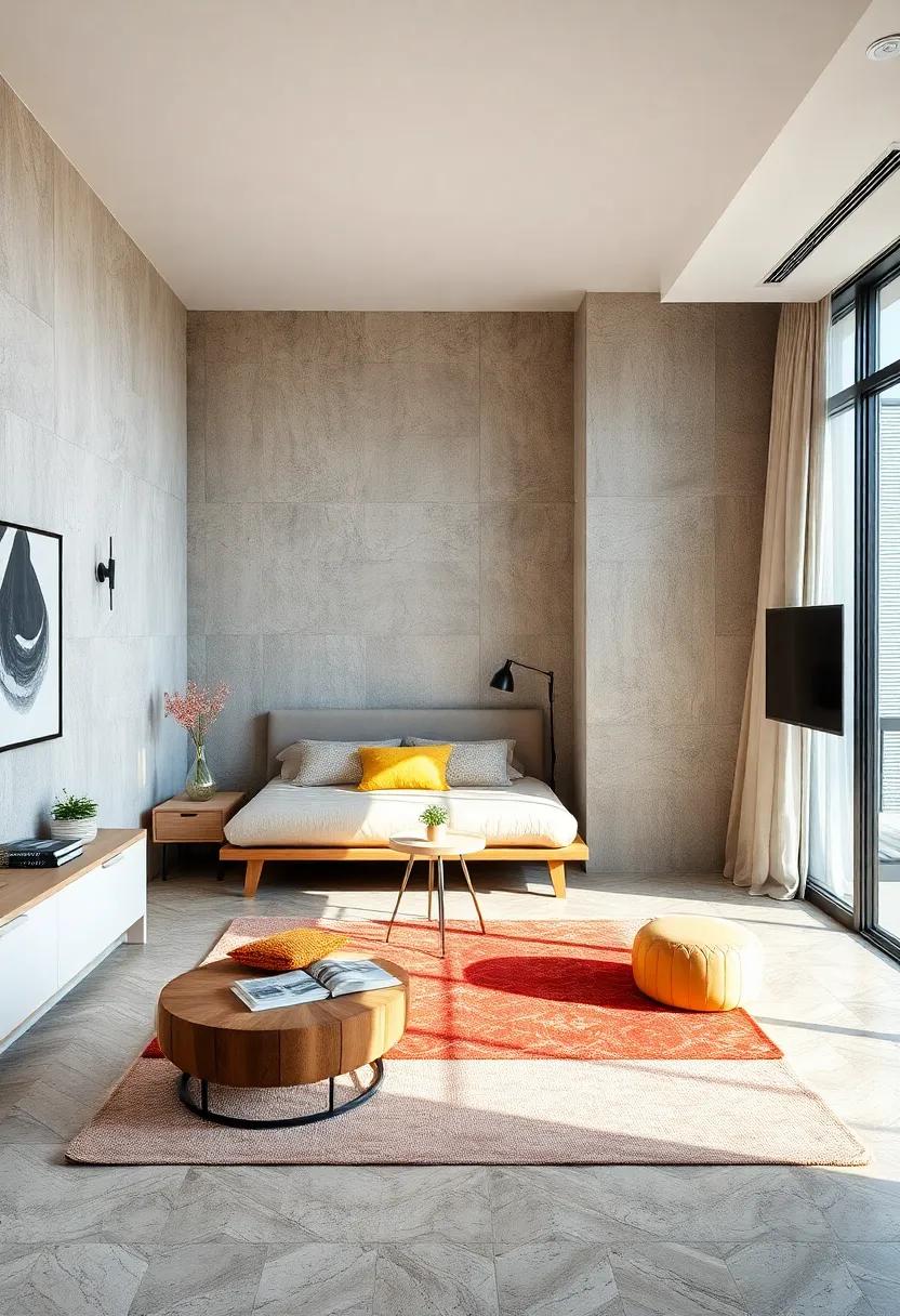 Workspace Zone: Define a small work area with an area rug underneath ⁤your desk; this visual⁣ cue‍ helps separate your work from relaxation zones within the bedroom