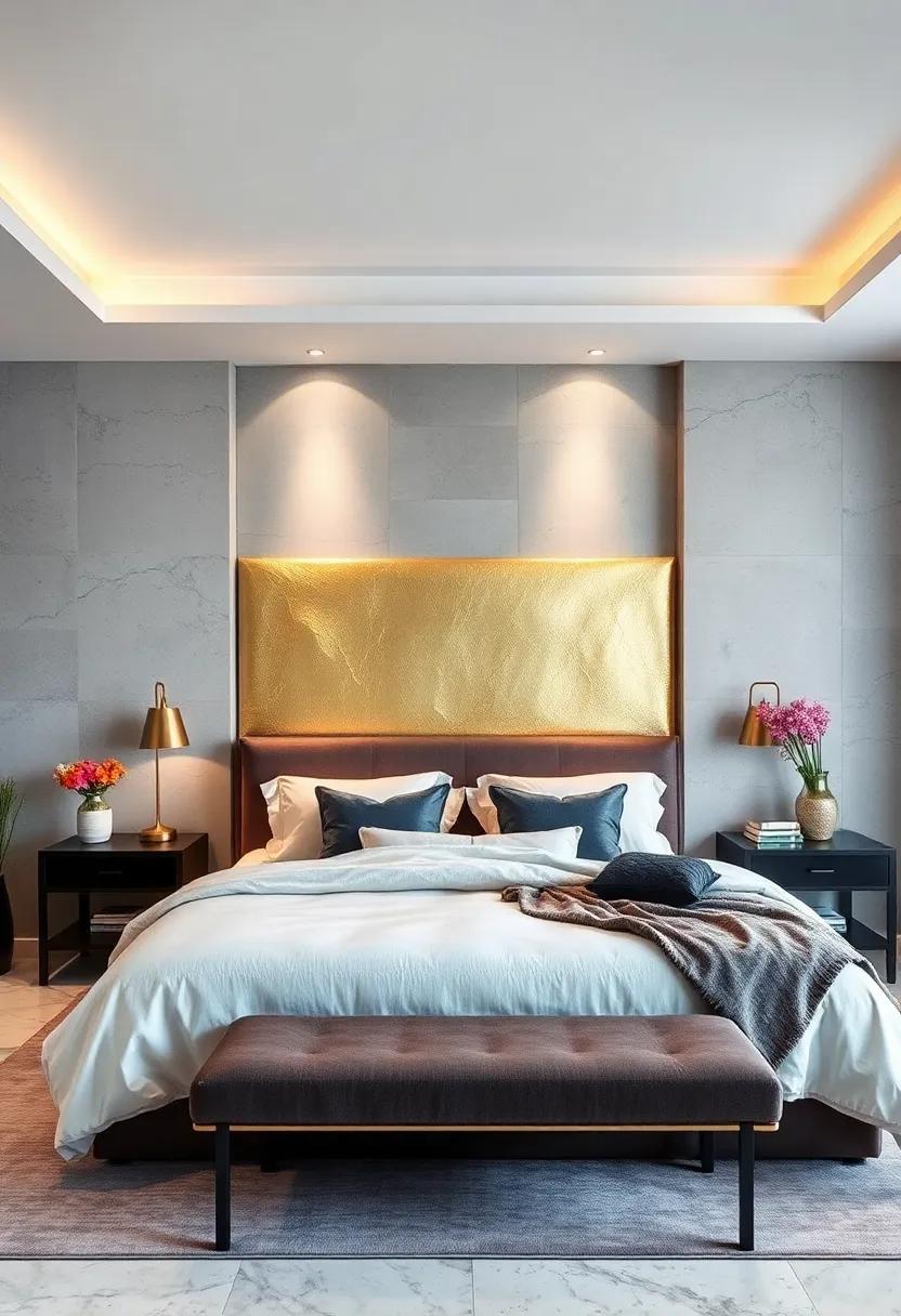 Luxe metallics:⁤ A gold or silver leaf headboard reflects ⁣light beautifully, adding a touch of glamour⁢ to a chic modern bedroom