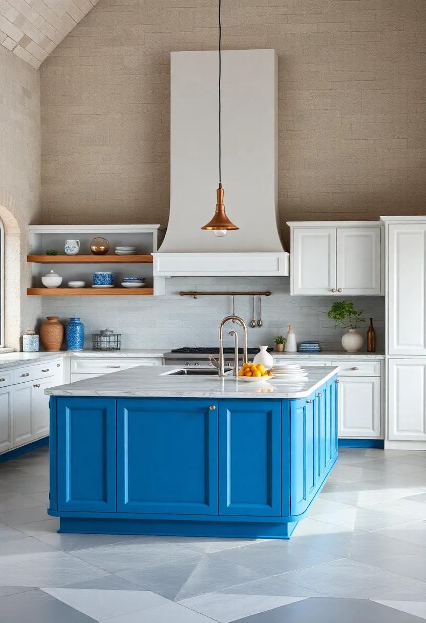 Blue and White Tradition: Create a classic look with a blue island complemented ⁢by​ elegant‌ white cabinetry⁤ and thoughtful decorative ceramics