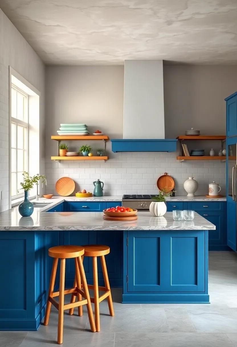 Classic Shaker ⁤Style: ⁤A shaker-style blue ‍island offers ‍a timeless appeal, paired with‌ wooden stools and open shelving to balance⁤ elegance with functionality