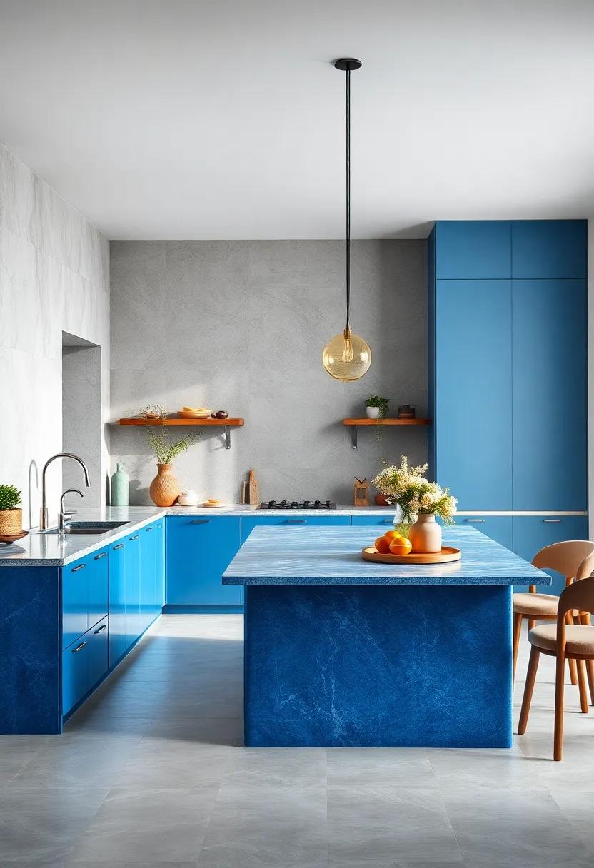 Shimmering Blue:⁣ A⁤ metallic blue island with a shimmer finish adds a touch of glamour, ideal⁢ for contemporary spaces where ⁣style ‍and chic meet
