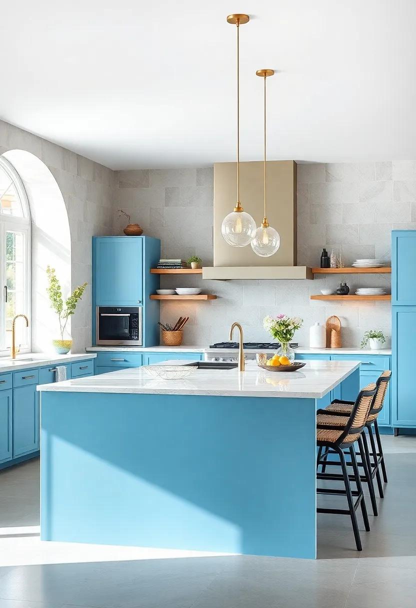 Sky Blue Serenity: Opt ​for a light sky blue island that reflects natural light, ⁢making your ‍kitchen feel open and inviting while maintaining a calm⁤ ambiance