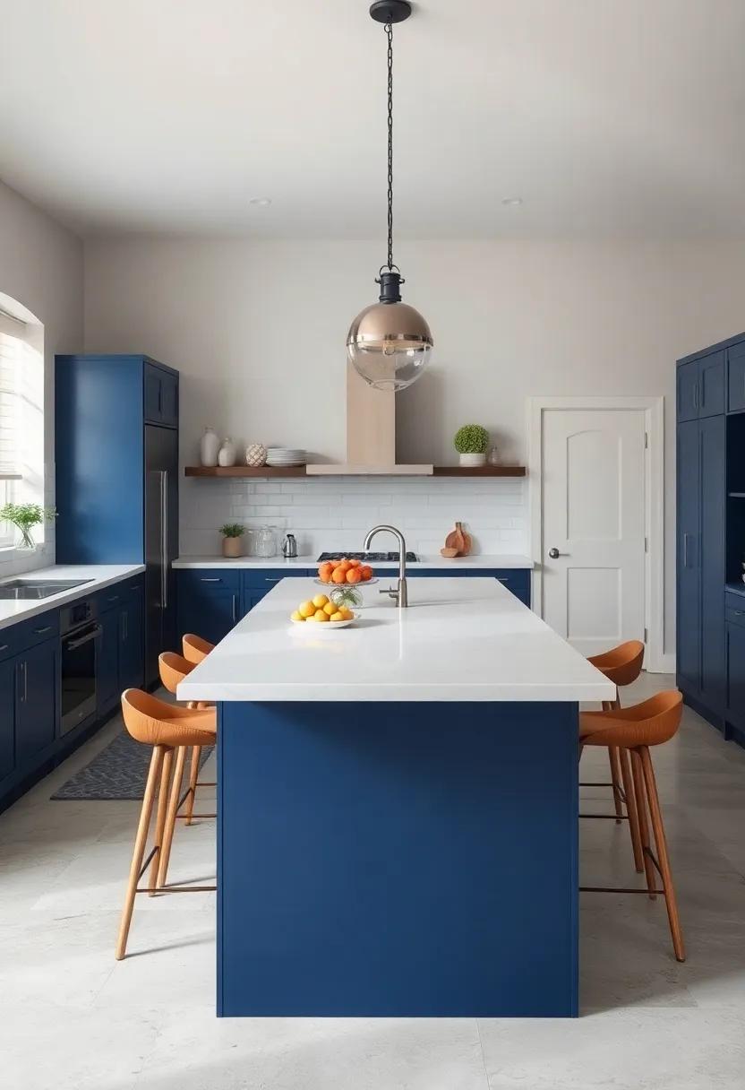 Two-Tone Beauty: ‌Combine a deep blue⁢ base with a contrasting white countertop for a stylish two-tone kitchen island that’s both practical and visually stunning