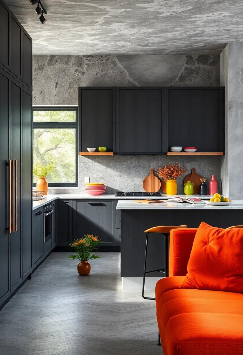 Make a⁤ Statement with Colorful Kitchenware Against Dark Gray