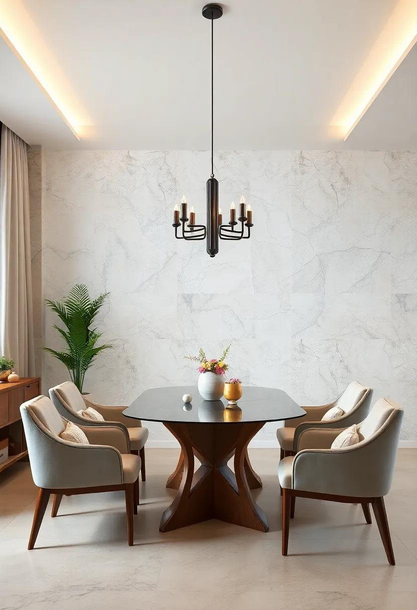 Monochrome Murals: A large monochromatic mural can serve as a bold⁣ backdrop, ⁣allowing your dining furniture to stand out