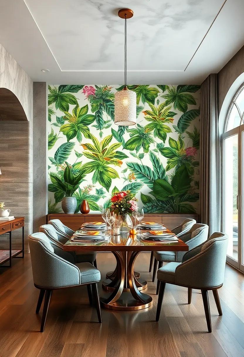 Tropical Prints:​ Transport your dining area to a lush paradise with vibrant ⁣tropical‌ patterns that energize‌ the space