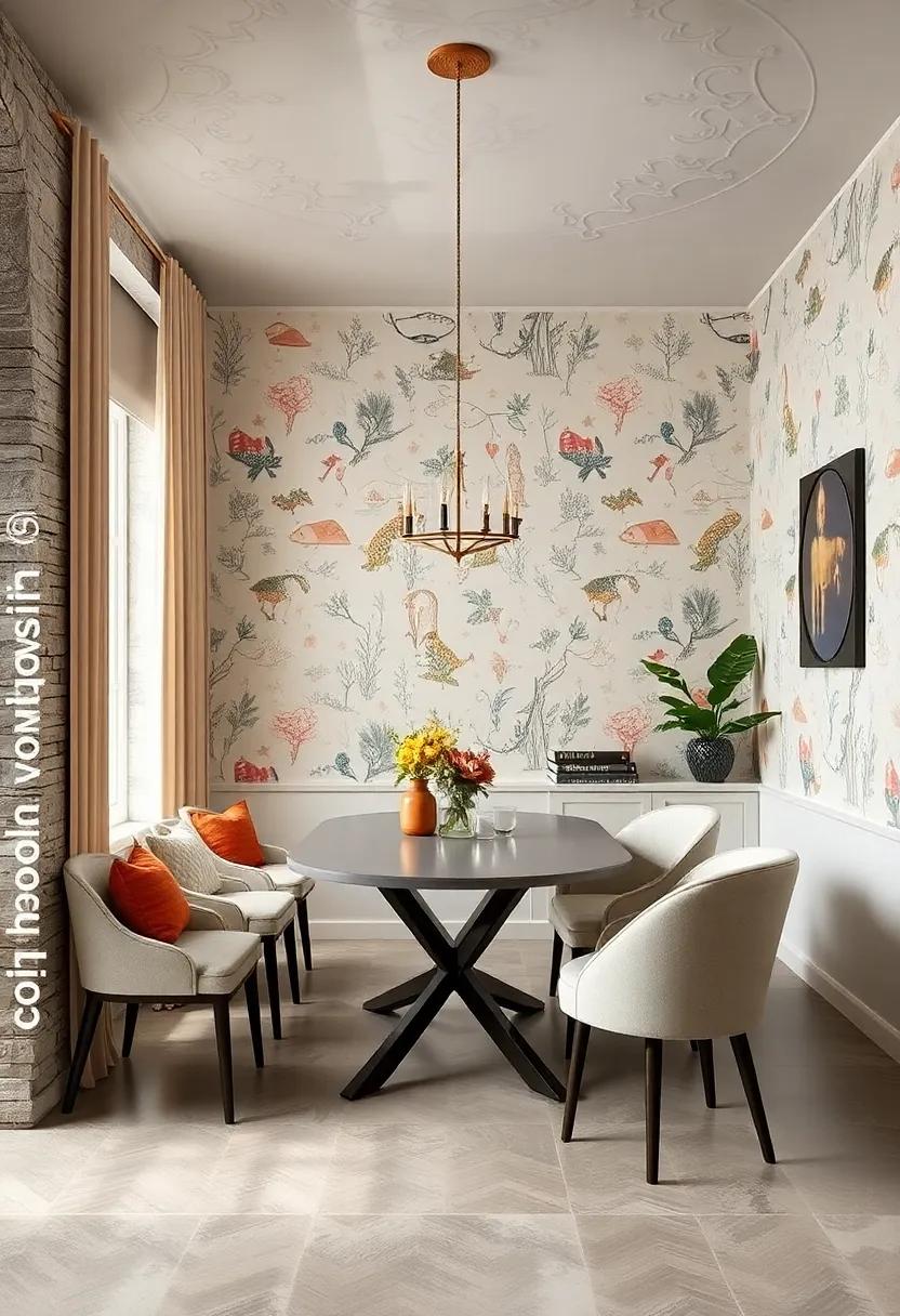 Whimsical Illustrations: add a playful touch with ⁢wallpapers featuring whimsical illustrations, perfect for a cheerful dining environment
