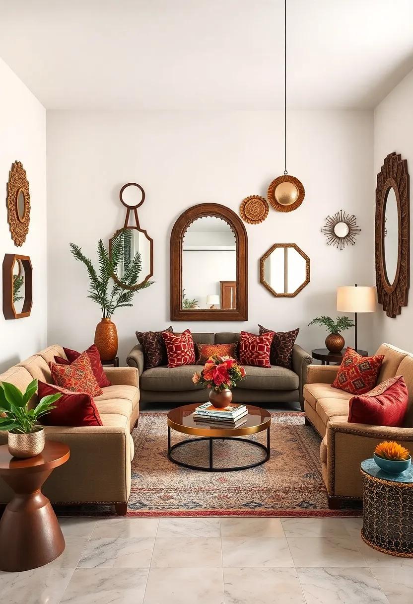 Experiment⁣ with layering mirrors of different⁤ shapes and sizes to ‍reflect light,expand the space visually,and create⁢ intriguing wall displays
