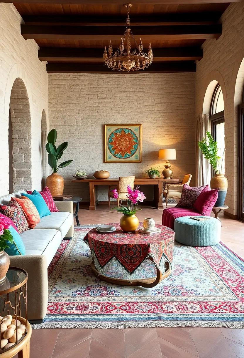 Utilize vibrant‌ table linens inspired by Moroccan ⁣patterns for side⁤ tables,creating​ a layered look that enhances visual interest