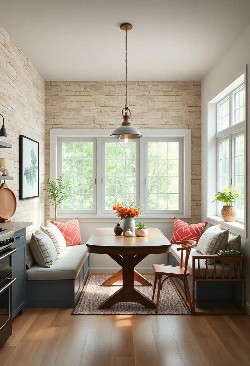 Create​ a⁢ Cozy Nook: ​Design ⁣a small⁤ breakfast nook with a rustic‍ dining⁢ set and comfortable ‌cushions, perfect for⁢ enjoying casual meals or reading