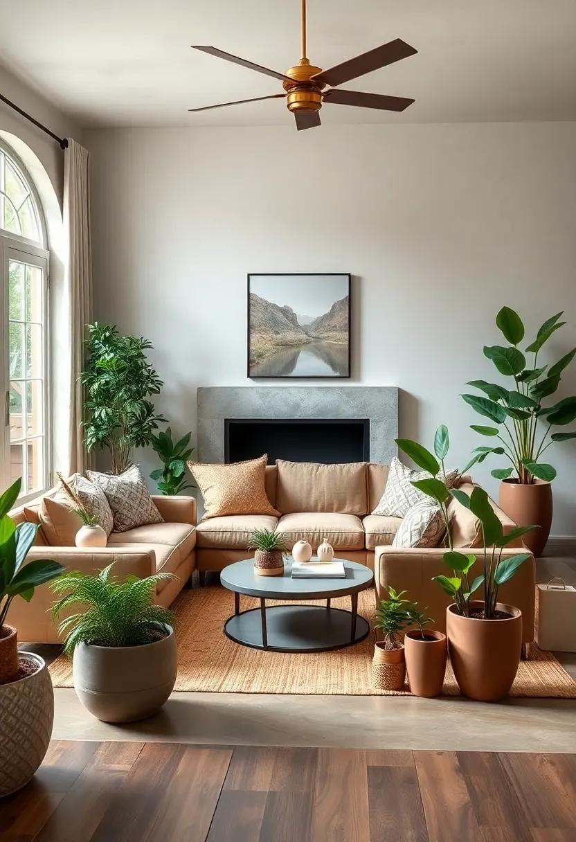 Greenery Galore: Add houseplants⁢ in taupe pots to ​infuse life ‍and color while‌ staying within the warm hue theme
