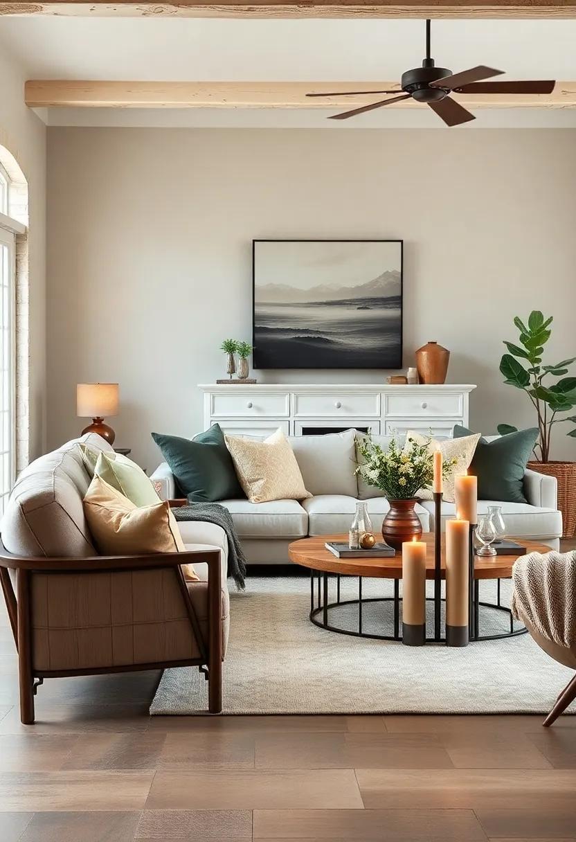 Candlelit Ambiance: Fill your living ⁢room with⁢ taupe-hued ⁢candles in‍ varying heights for a soft, inviting glow