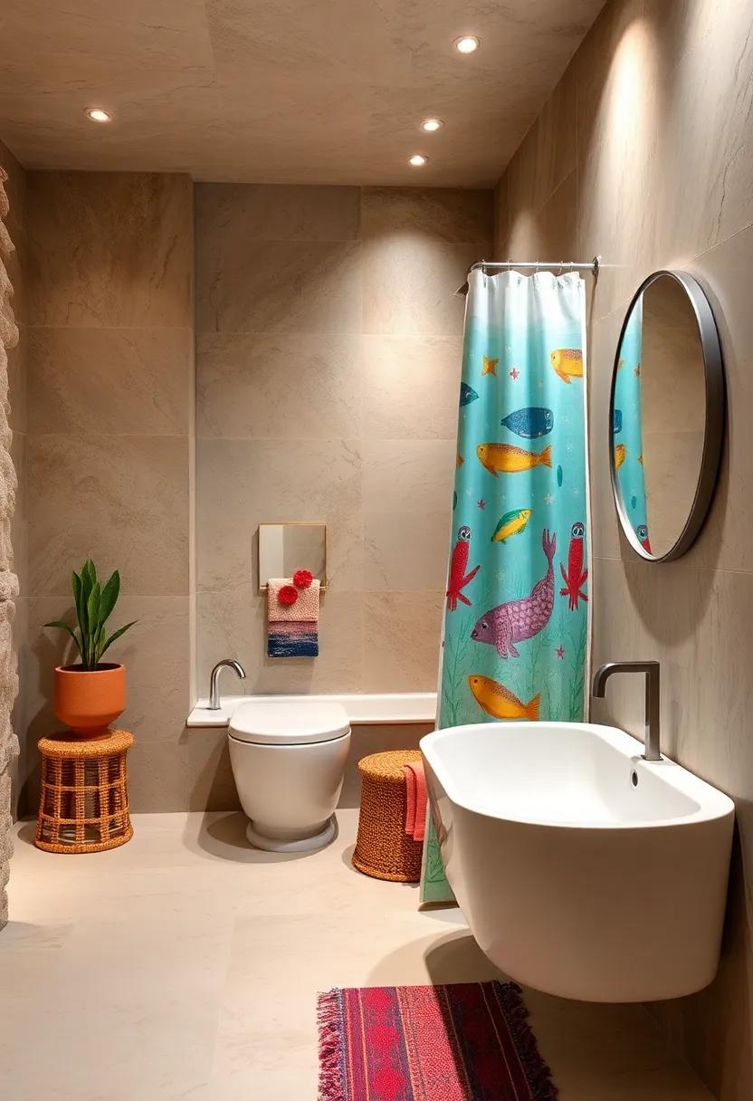 Playful shower curtains featuring whimsical illustrations, such​ as underwater scenes ​or abstract patterns