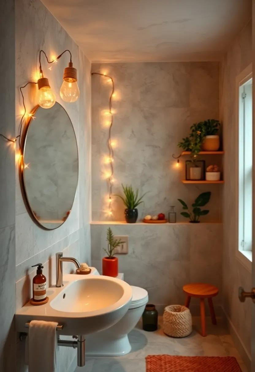 Delicate fairy lights strung around mirrors or shelves, creating​ a magical, soft glow