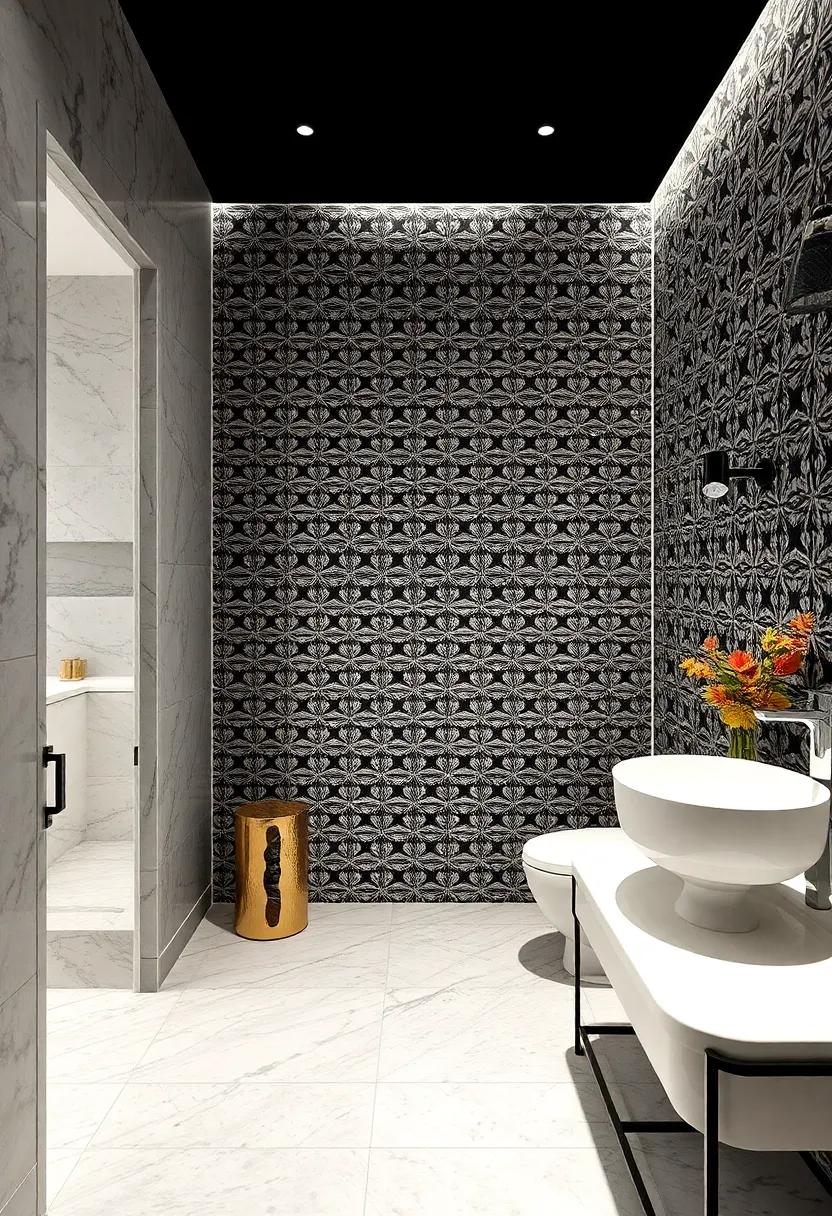 Monochrome Magic: Stick to a black-and-white patterned wallpaper that exudes sophistication and timeless elegance