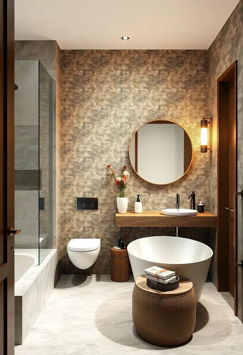 Textured Triumph: Experiment with wallpaper​ that features subtle ⁢textures, enhancing the overall tactile experience ​of ⁢the bathroom