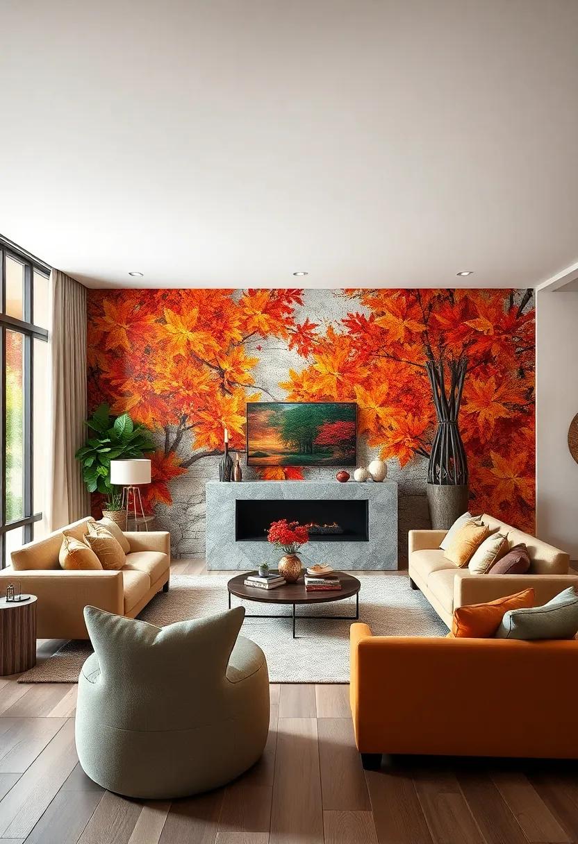 Vibrant ‍Autumn Foliage: Celebrate the richness of ‍fall with stunning‍ hues of orange, red, and yellow that envelop your walls, bringing warmth and coziness