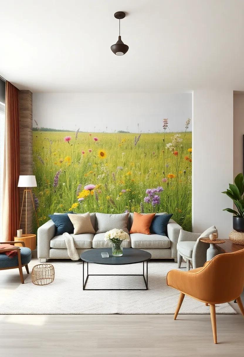 Countryside Meadow:‌ Bring ‍the charm of rural landscapes inside with‌ a wallpaper​ depicting ⁣wildflower meadows, embodying the beauty of nature ⁢at its finest