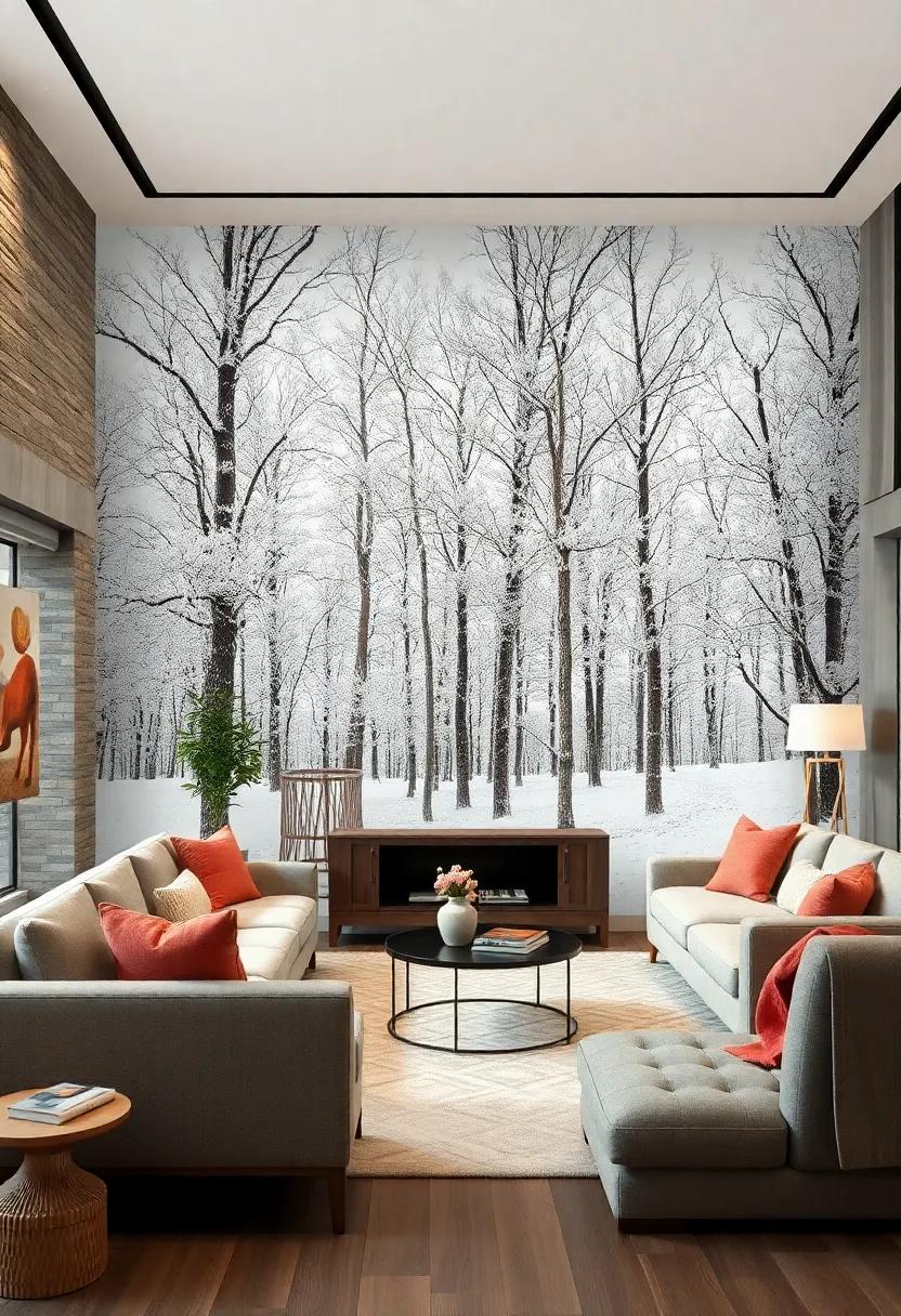 Peaceful Snowy Forest: Embrace the enchantment of winter with a⁤ wallpaper of serene snow-covered trees, creating a cozy,‌ inviting space for relaxation